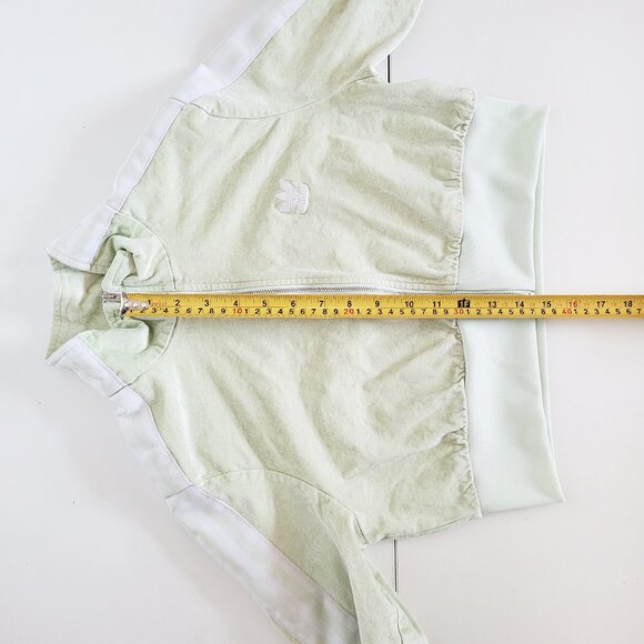 Adidas Originals Light Green Velvet Crop Zip-up Track Jacket - Size M - Picture 11 of 12